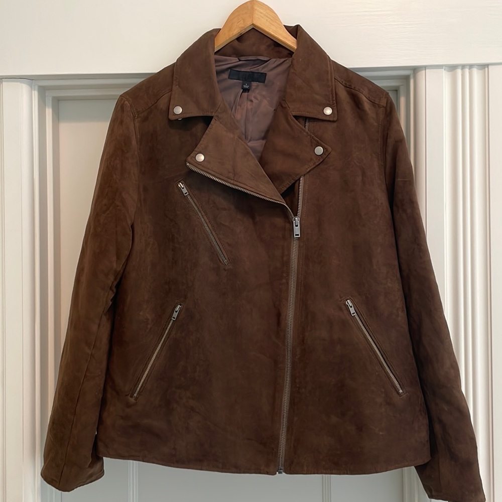 Uniqlo Faux Suede Brown Motorcycle Jacket - Size L